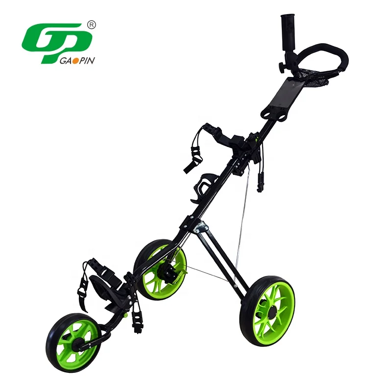 Factory Hot Selling 2 3 4 Wheels Push Golf Trolley Electric Custom Your Logo Quick Open  Foldable Push Golf Trolley Cart