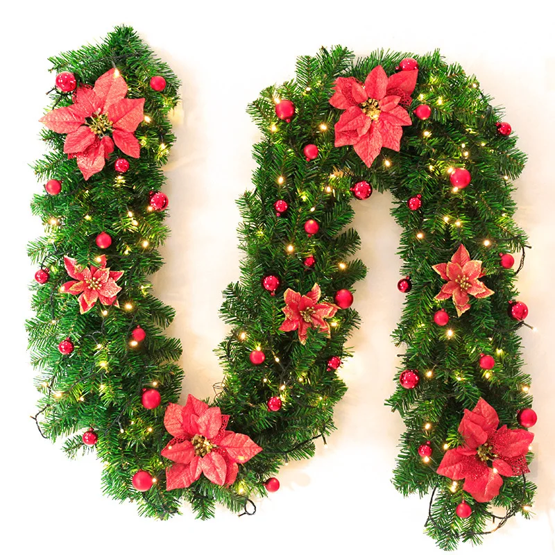 2.7M Christmas Wreath Rattan Pendant Garland with LED Lights Shopping Mall Christmas Tree Door Decoration