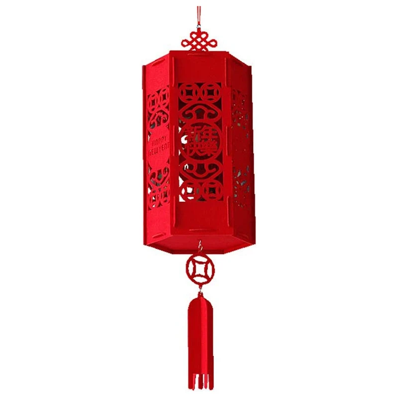 Red Lantern Ornaments Spring Festival New Year Supplies Home Outdoor Felt Palace Lantern Decoration