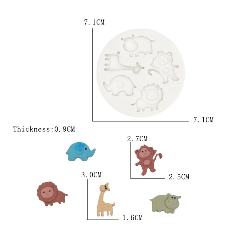 Animal Series High temperature sugar food grade 3D design silicone mold