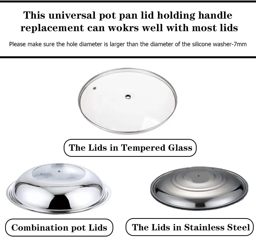 YDS Universal Pot Pan Lids Replacement Knob Silicone Heat Resistant Pan Cover Holding Handles