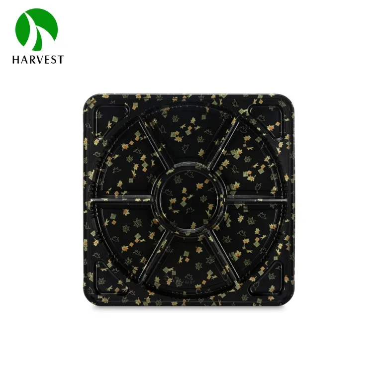 Colored Plastic Round Serving Compartment Disposable Food Tray