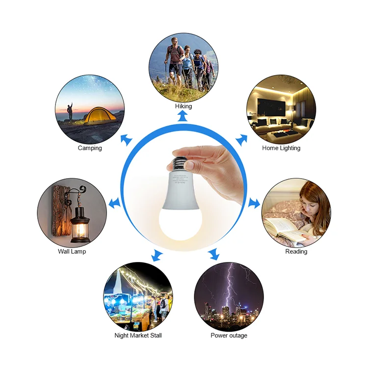 Free Shipping High Quality Energy Saving Rechargeable Light High Brightness 9w LED Smart Bulbs Rechargeable Emergency Led Bulb