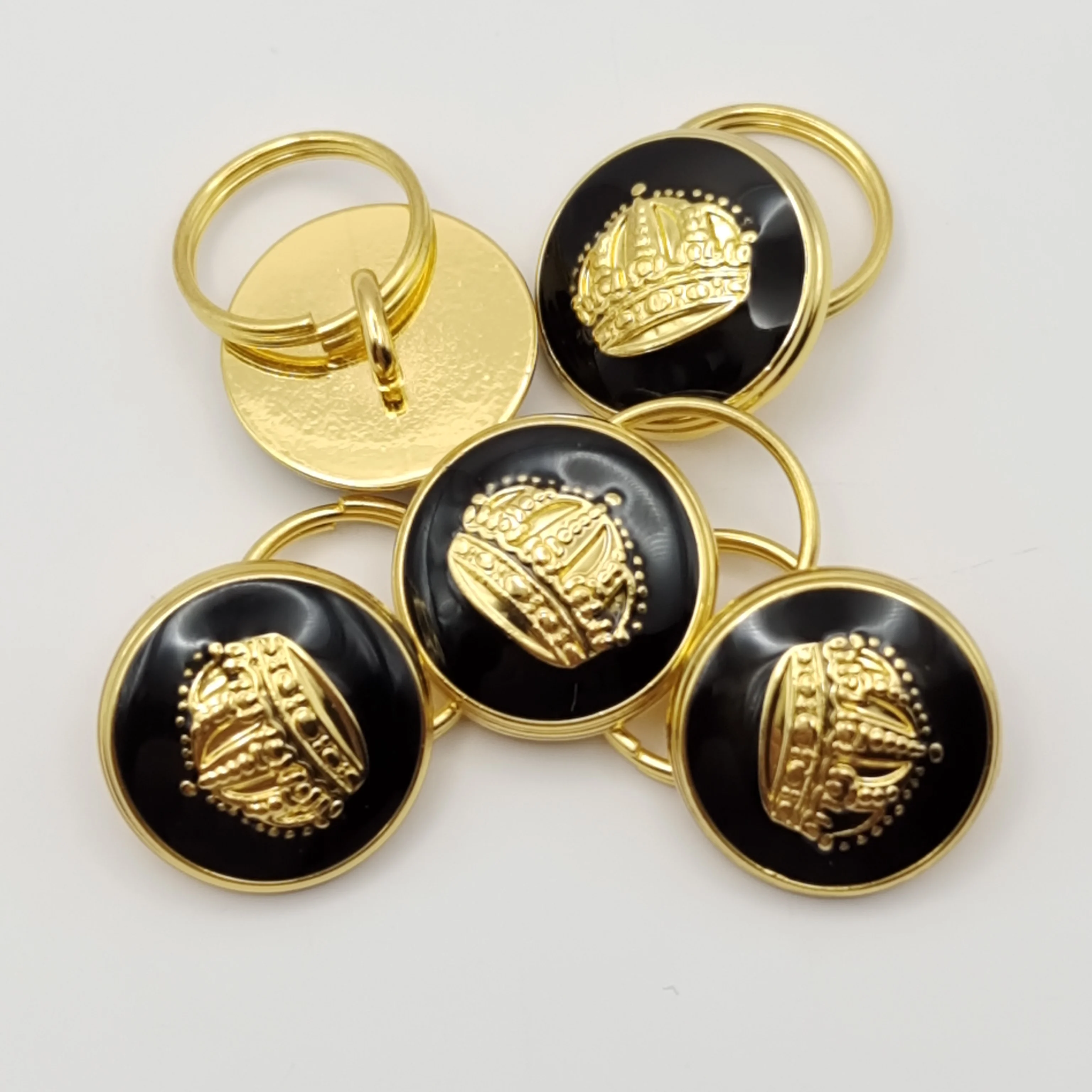 Nickel-Free High Quality EM ODM Custom Logo Zinc Alloy Crown Head Fancy Golden Sewing Button for Men Blazer Coat