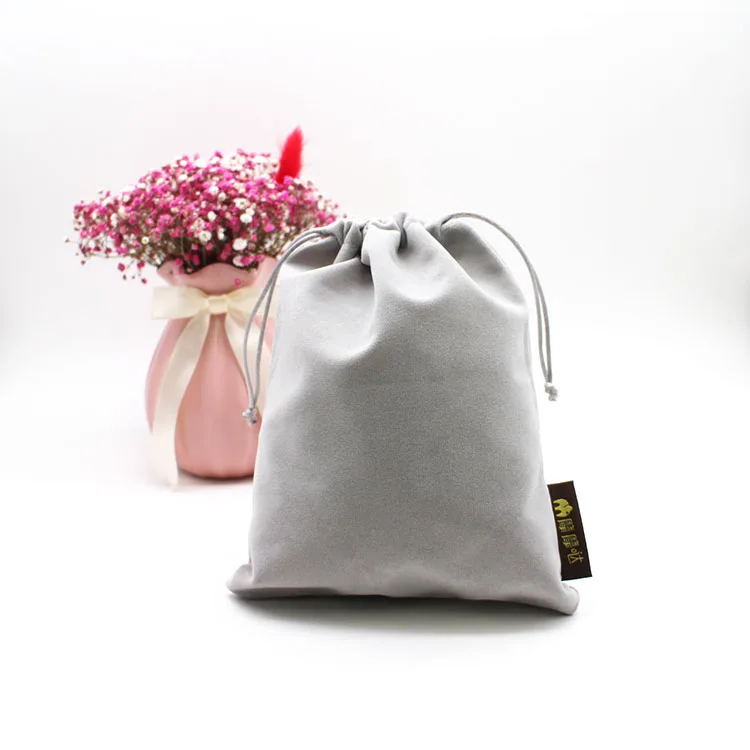 
New design customized white velvet jewelry drawstring gift bag with logo 