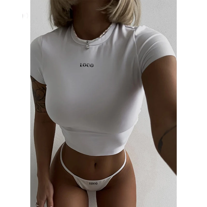 2024 Custom Logo Women Crop Top Woman Wholesale High Quality Comfy Cotton Sexy Crop Tops For Women