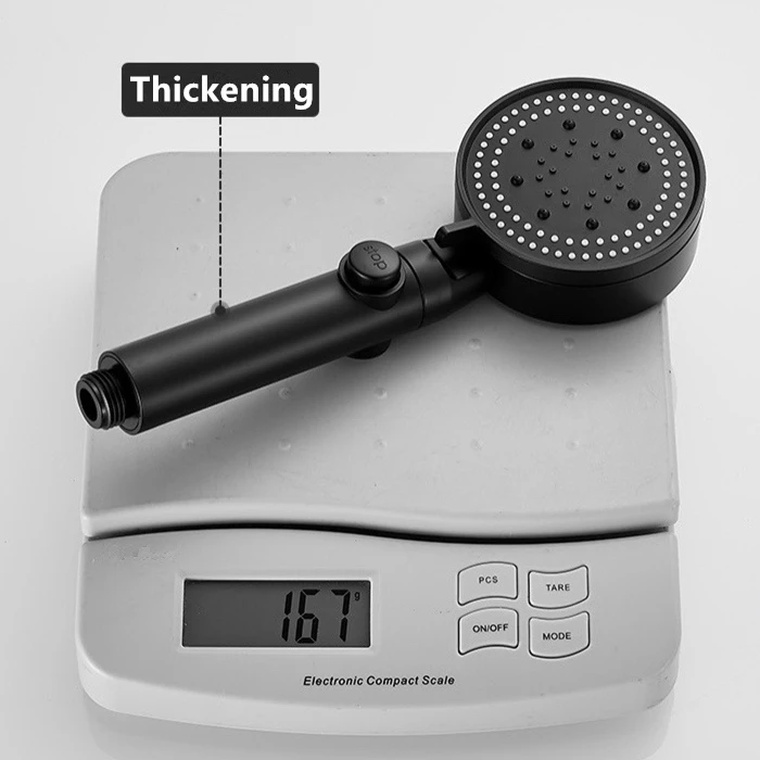 GEE-N High Pressure Rain Fall Round Water Saving Hand Shower Abs Black Shower Head With 5 Mode Function