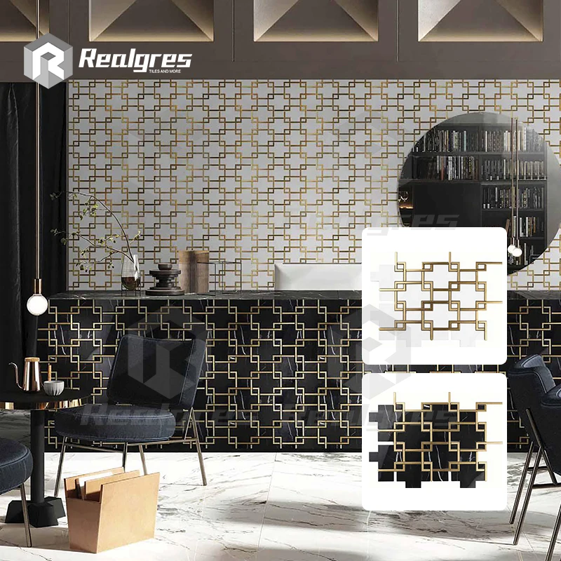 Realgres Wholesale Decorative Mosaic Tiles Waterjet Marble Stone Mosaic For Outdoor And Indoor Wall Tile