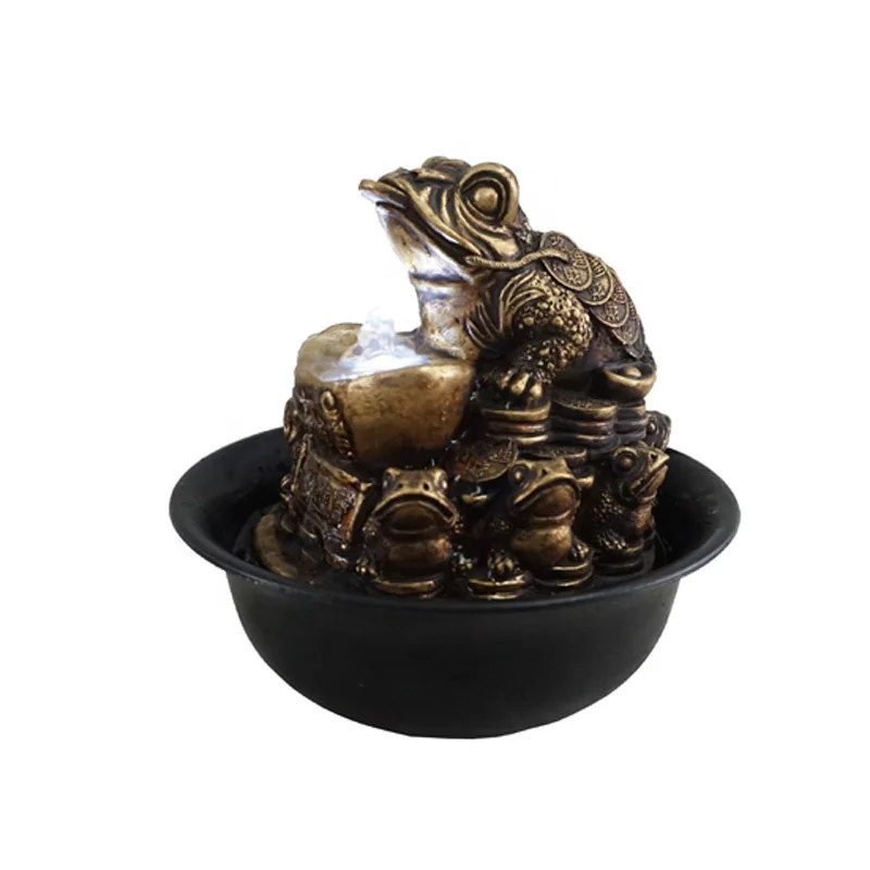 money frog figurine indoor water fountain China home decor feng shui gifts crafts