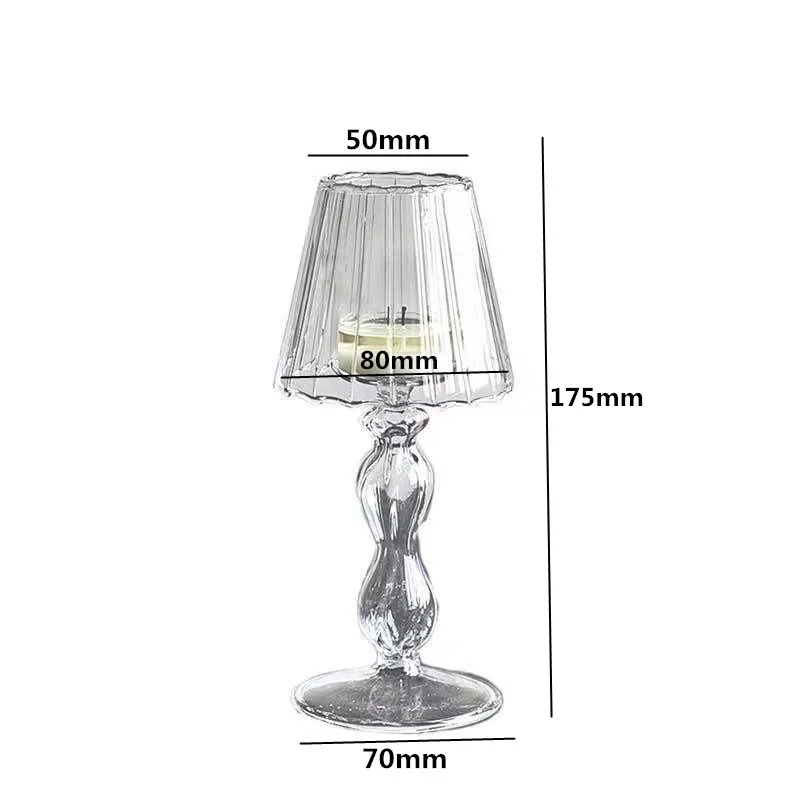 Wine Glass Candle Holder with Stem /tall Glass Candle Holder with Shade Cover