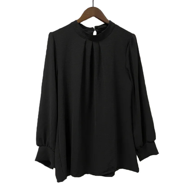 Latest Wholesale Malaysia Dubai Abaya Muslim Women Tops Long Sleeve Casual Crew Neck Modest Jazz Crepe Muslim Blouses Shirts