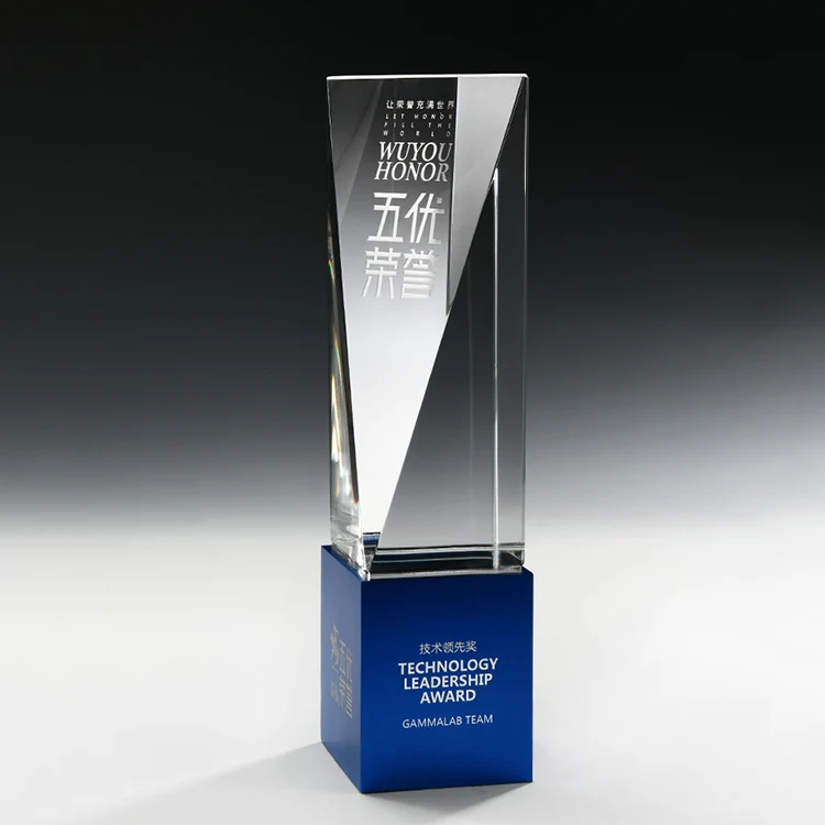 
Factory new design free engraving authorization card activity awards outstanding employees honor crystal trophy 