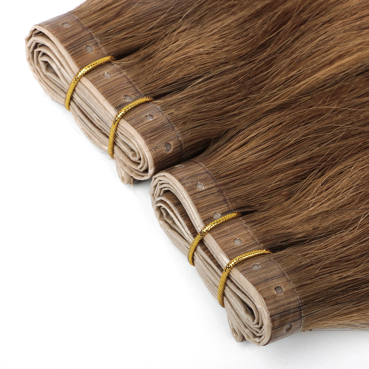 Wholesale Cuticle Aligned Hole PU Weft Double Drawn Russian Virgin Human Hair Butterfly Weft Hair Extensions