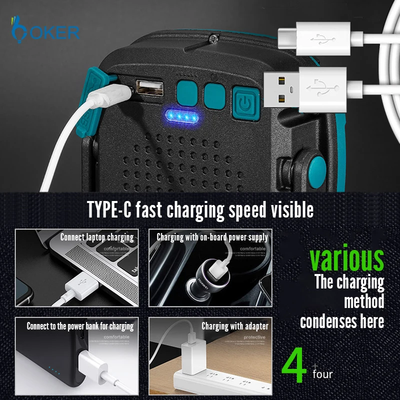 Portable Floodlight Magnet USB Rechargeable COB Led Lights Outdoor Camping Emergency Car Repairing Led Work Light