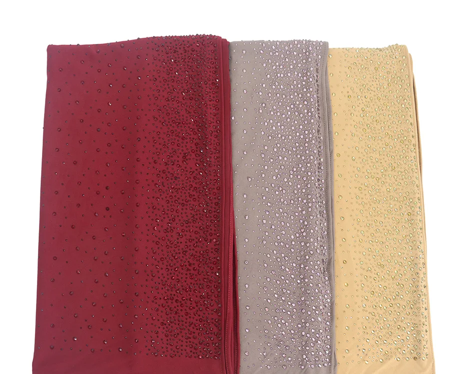 New Fashion Dubai Cotton Jersey Scarves Muslim Hijab with Rhinestone for Netherlands Women premium jersey  Scarf