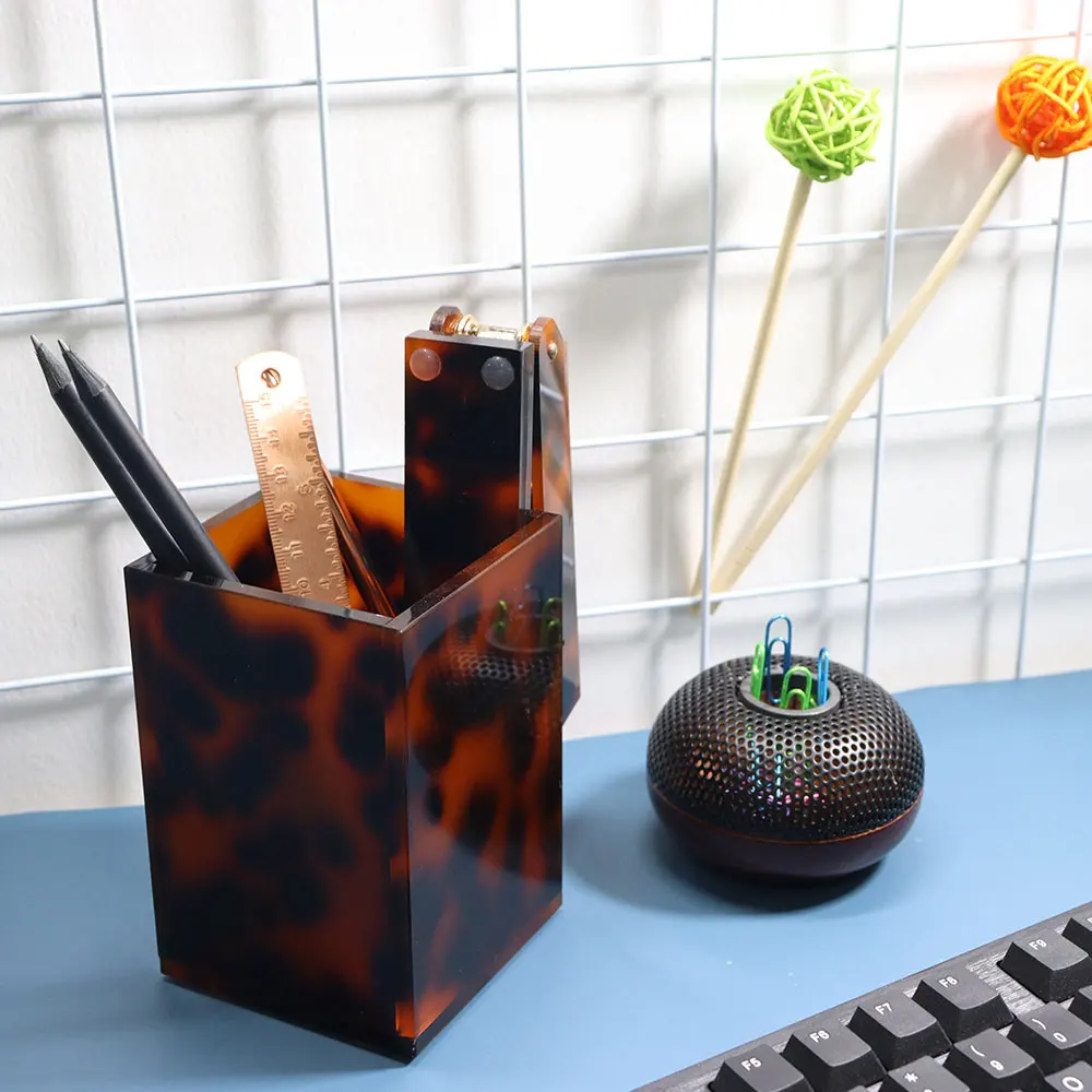 Tortoise Container Cup Brushes Pot Desk Organizer Twilight Pen Pencil Holder