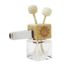 Frosted matte clear 8ml 10ml square car perfume bottle with clip use for auto air vent