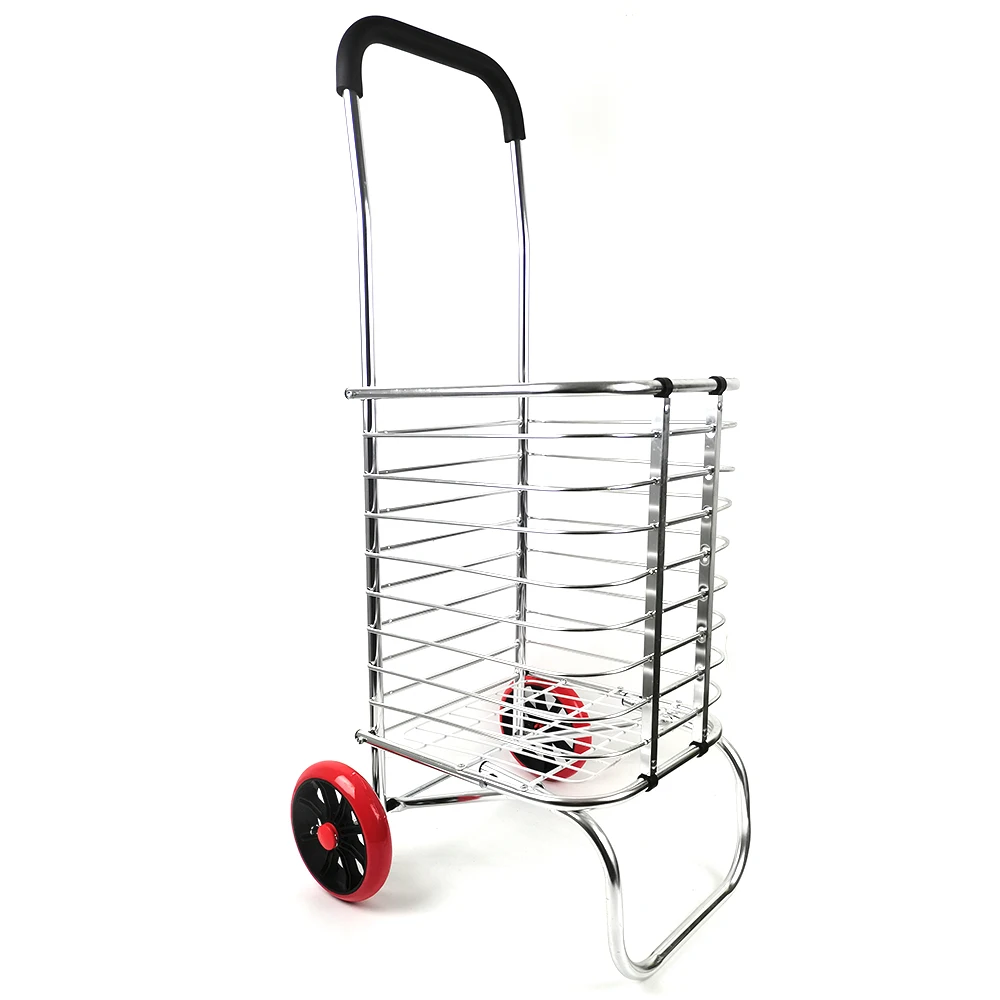 Wholesale 2 big wheels aluminum grocery trolley bag trolley hand shopping trolley cart