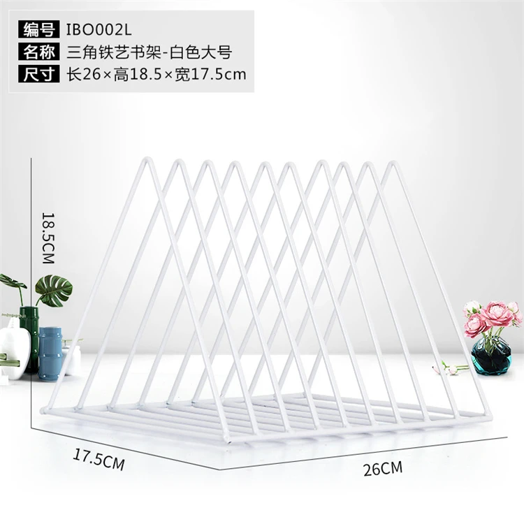 Nordic style custom bookstand metal black triangular bookstand