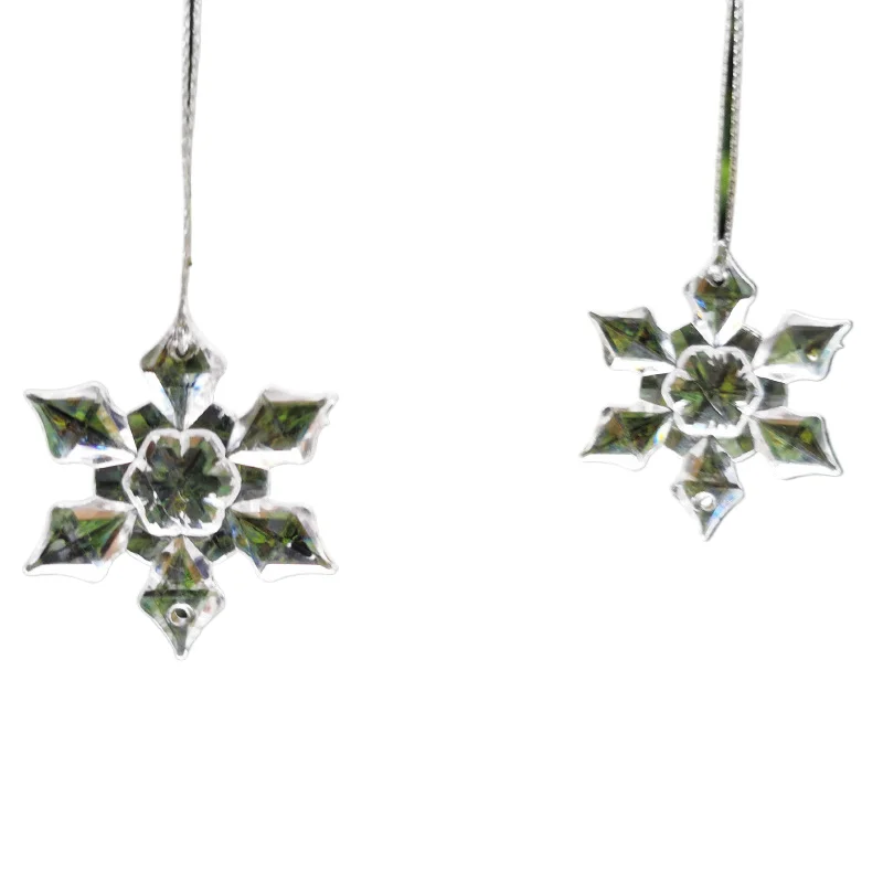 2407 zhikou Acrylic Christmas snow plastic decorative pendant Transparent six-piece jewelry