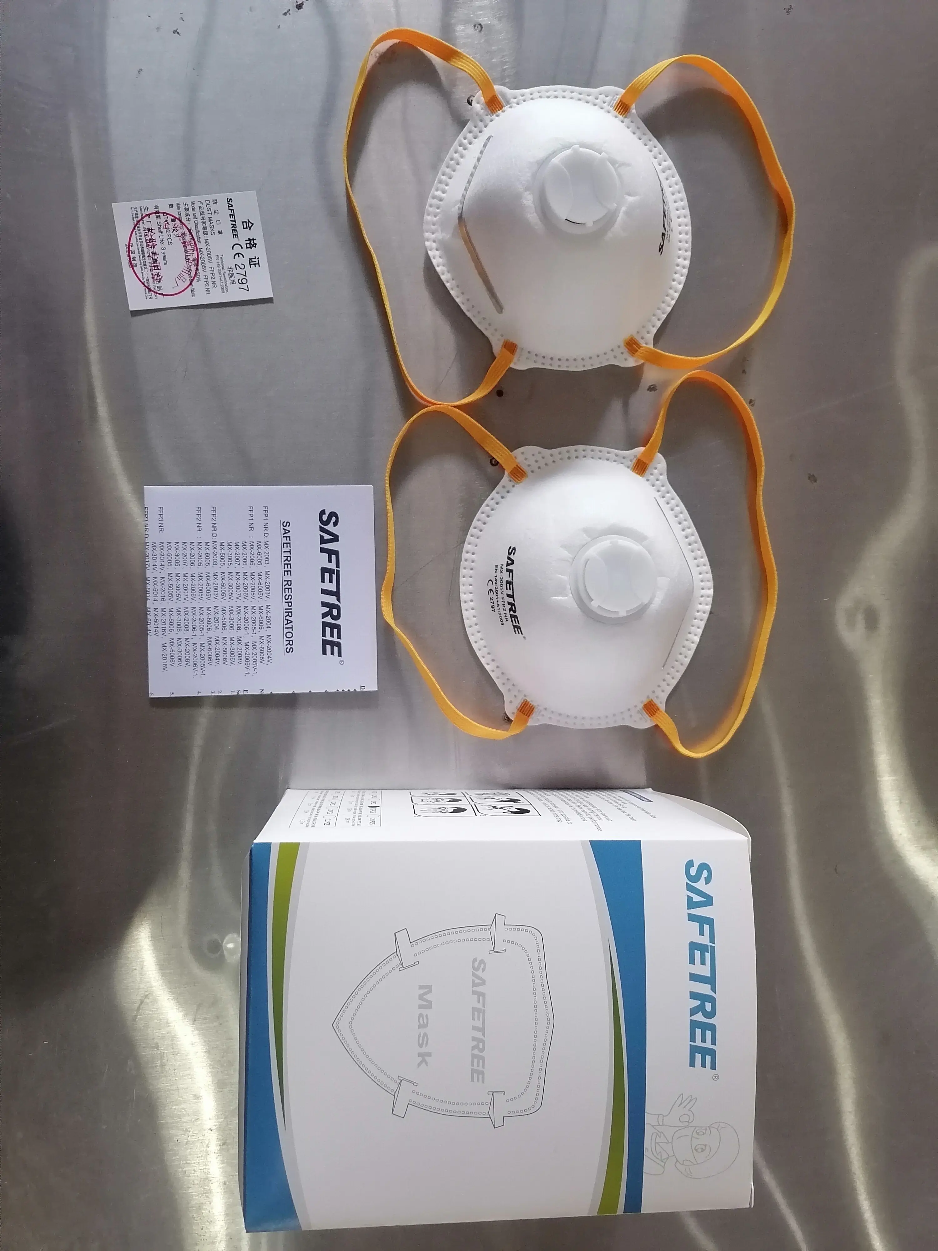 CE EN149 FFP2 Cup Shape Non-Woven Cloth Disposable White Valved Face Dust Mask Safety Respirator with Valve