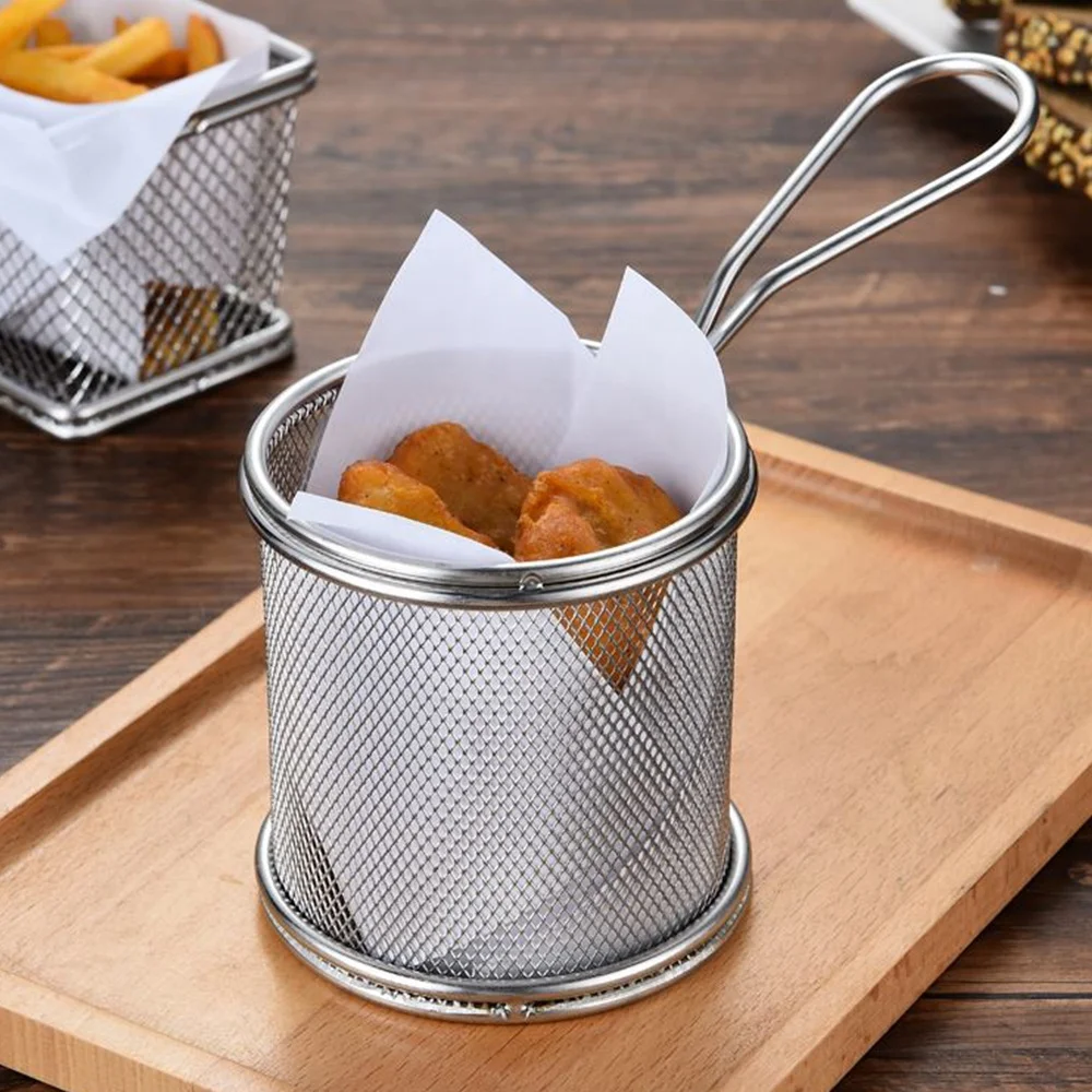 Commercial Stainless Steel wire Fry Basket Taco French Fries Chicken Square Filter Electric Fry Oil Net Leakage Basket
