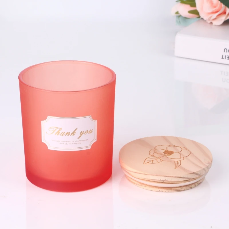 Factory sell classic 8oz 10oz 12oz 15oz frosted glass candle jar with customized logo and lid