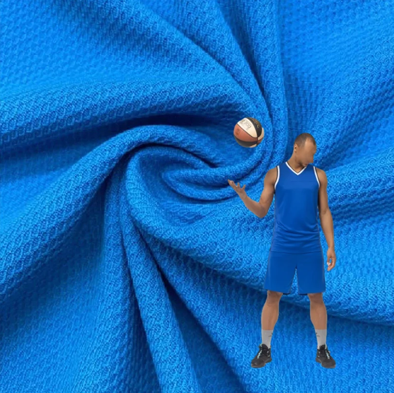 Sweat wicking fabric for outdoor sports Breathable Polyester Weft Knit Jacquard Mesh Fabric for Sportswear