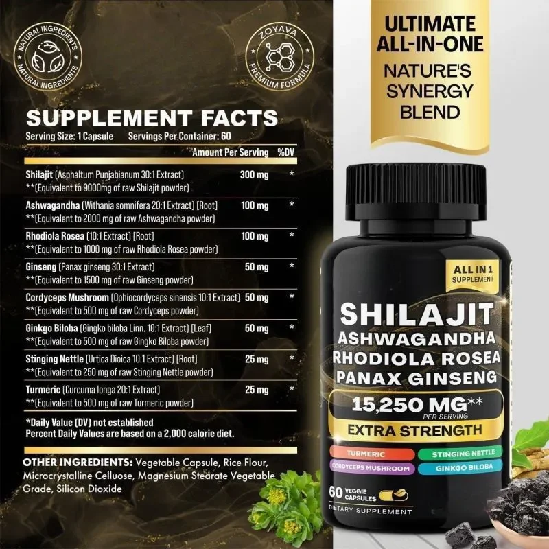 Hot Selling OEM Manufacturer ODM Himalayan Shilajit Capsules Mineral With Magnesium Rich Humic Fulvic Acid Extract Himalayan