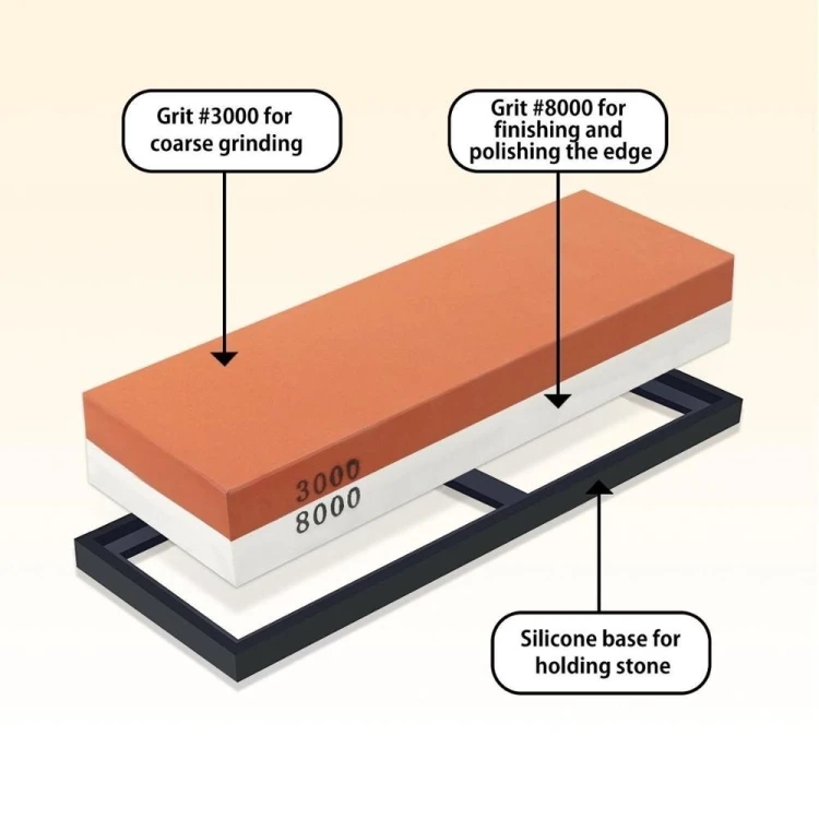 2 Grits Whetstone Set 2-Side Wet Stone Knife Sharpener Stone Sharpener Wetstone