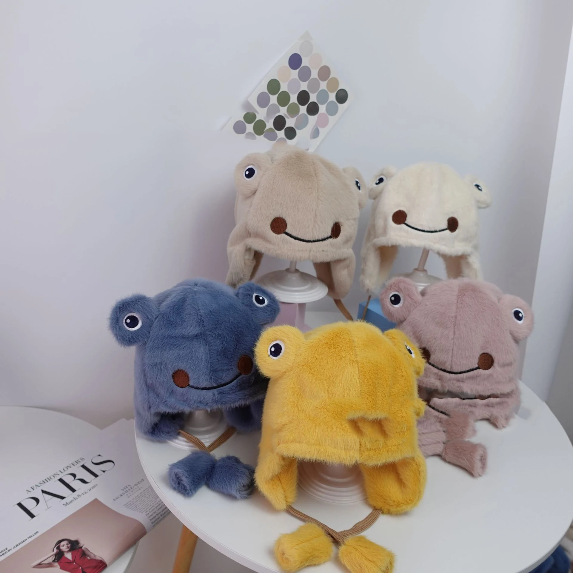 Winter new cartoon Thicken Windproof little frog cow  kids hat embroidery baby ear protection warm hat