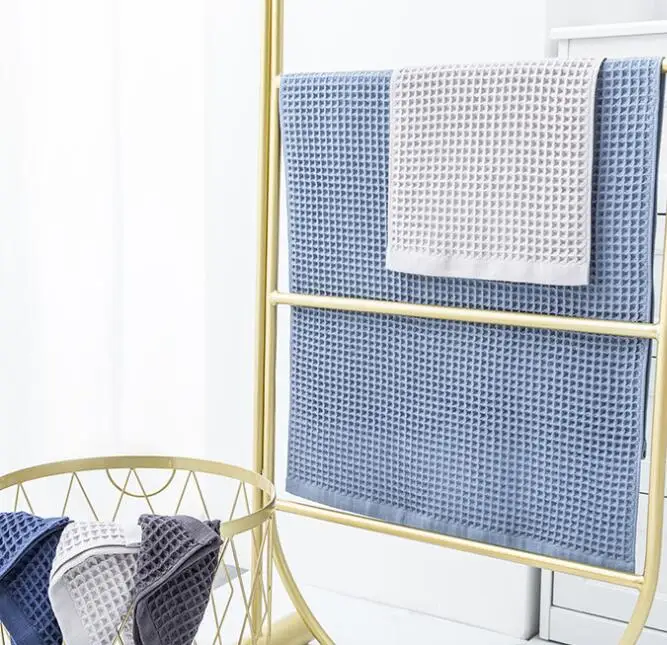 Silver Ion Fiber Cotton Antibacterial Face Hand Bath Waffle Towels Set Custom Logo Drying Technique Manufactured By Factory