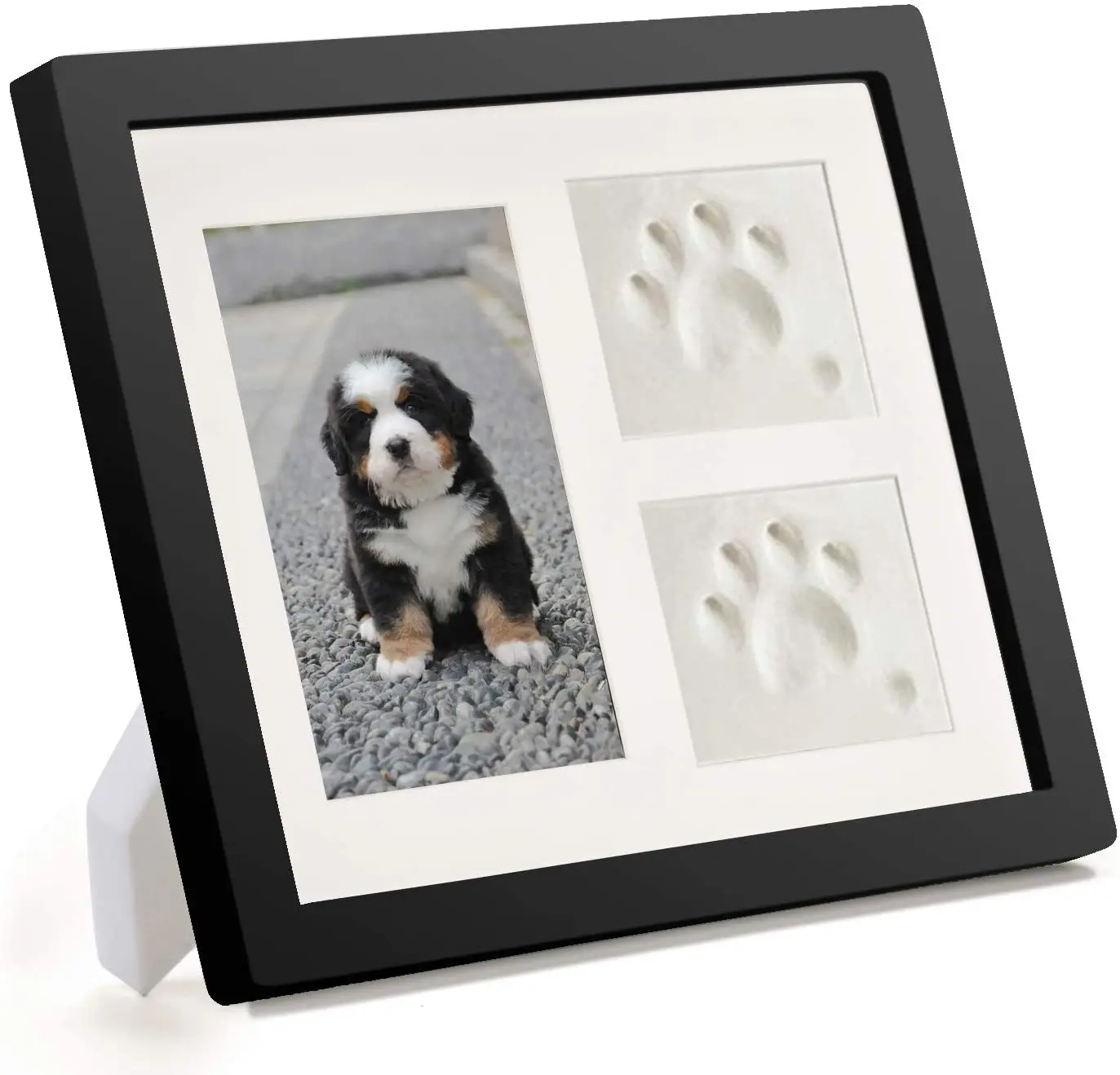 Dog Paw Prints Creative Design Black Pet Picture  Commemorate the Good Times Together Clay Frame Kit