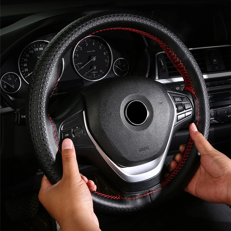Factory Price Leather Car Steering Wheel Cover Four Seasons Universal Non-Slip Steering Wheel Case Car Interior Accessories
