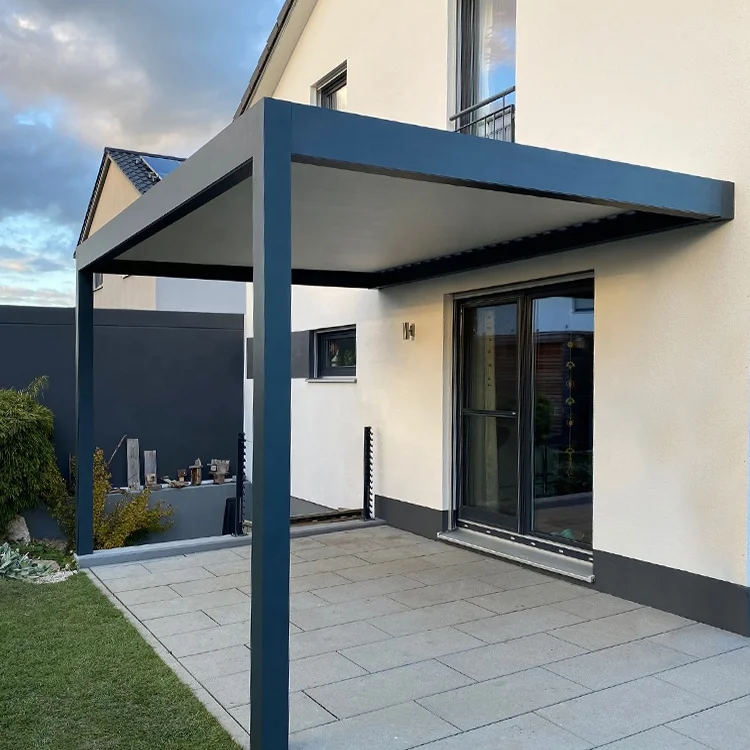 Factory customized size pergola aluminium outdoor bioclimatic pergola wall-mounted pergola for patio backyard