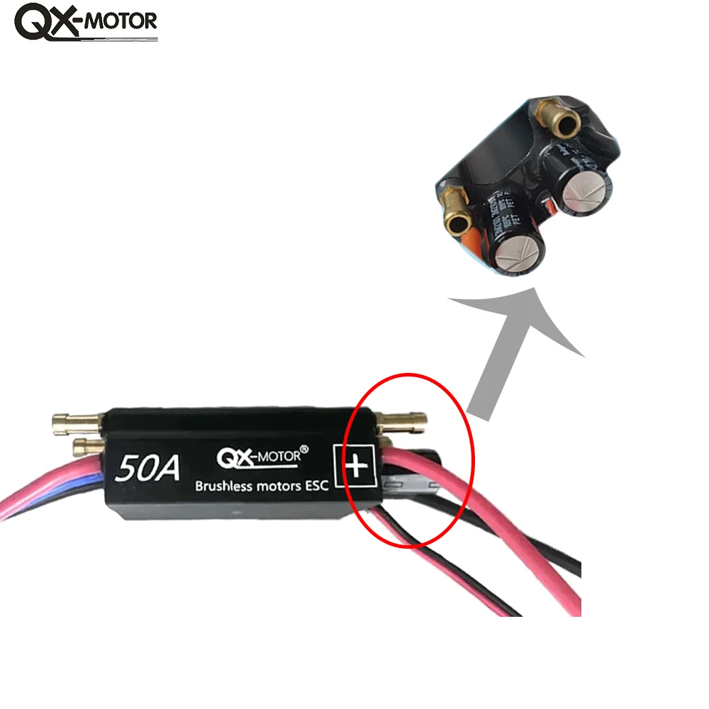 QX-MOTOR Waterproof Brushless ESC 50A 2-6S Speed Controller with Water Cooling System for RC Ships