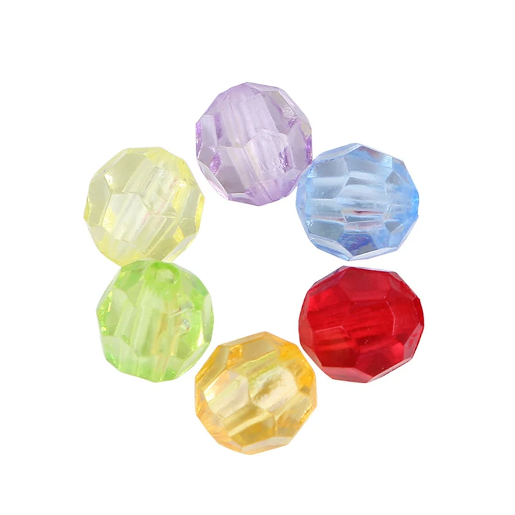 0.5kg Plastic Transparent Round Beads Clear Disco Chunky Faceted Acrylic Beads For Jewelry Making