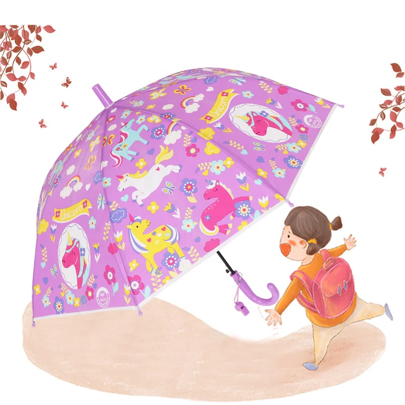 RST cartoon unicorn printed colorful small children umbrellas for school students half-auto kids umbrellas for christmas gifts