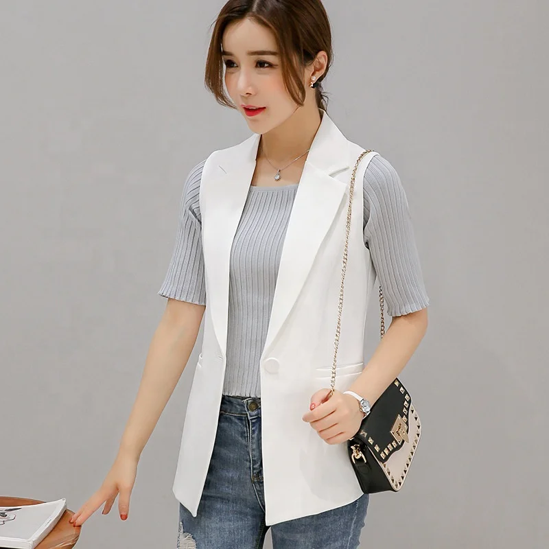 Женский модный блейзер без рукавов, Длинный жилет, дизайнерский осенний блейзер