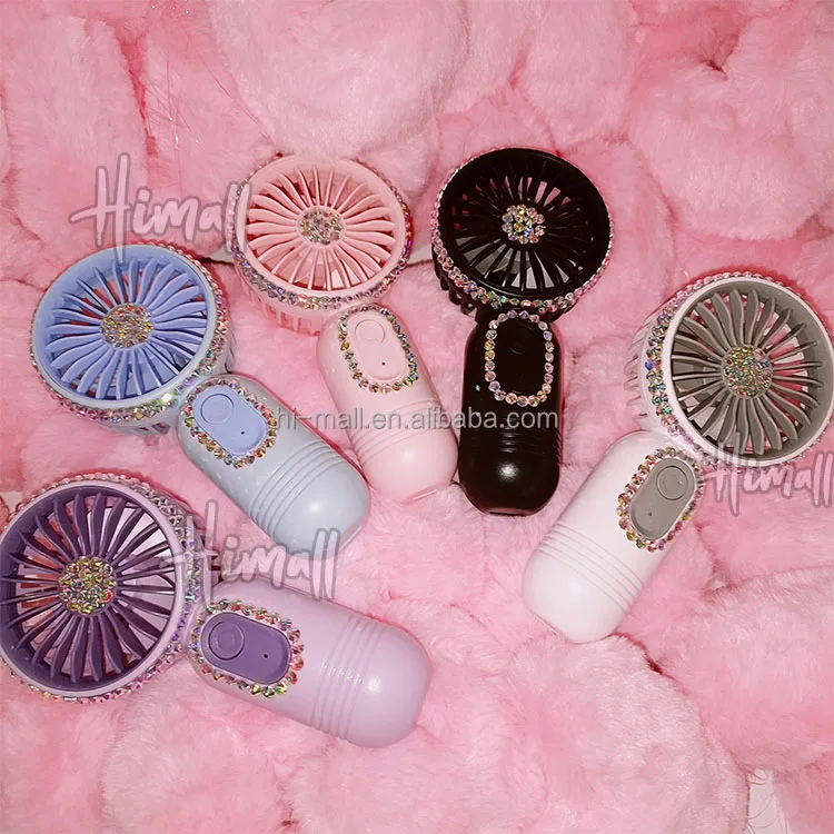 Bling Rechargeable Handheld Personal Fan USB Rechargeable Air Dryer Portable Mini Eyelash Fans For Lashes Extensions