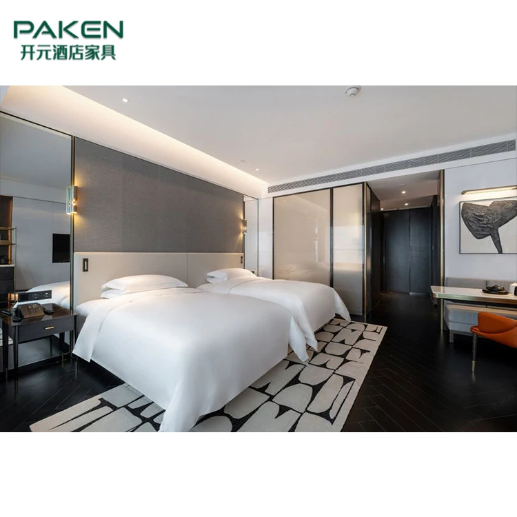 Modern 5 Star Hilton Complete Wooden King Size Bed Guest Room Furniture Hotel Bedroom Sets