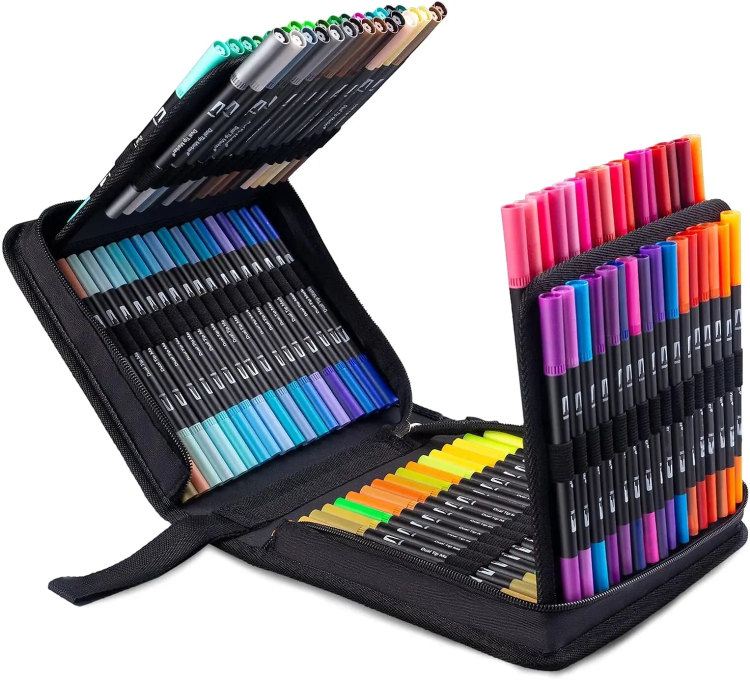 60 Colors Water Based Brush Markers, Dual Tips Drawing Brush Fineliner Color Pens for Coloring Book Bullet Art Supply Gift