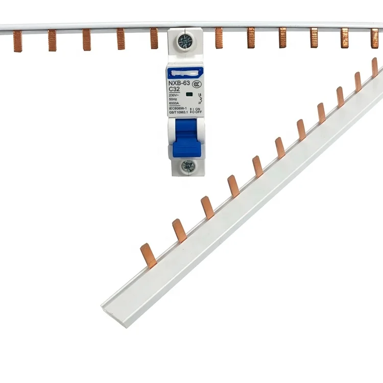1P 63A Pure Copper Pin Comb Busbar Insulated by PVC For Connecting C45 MCBs