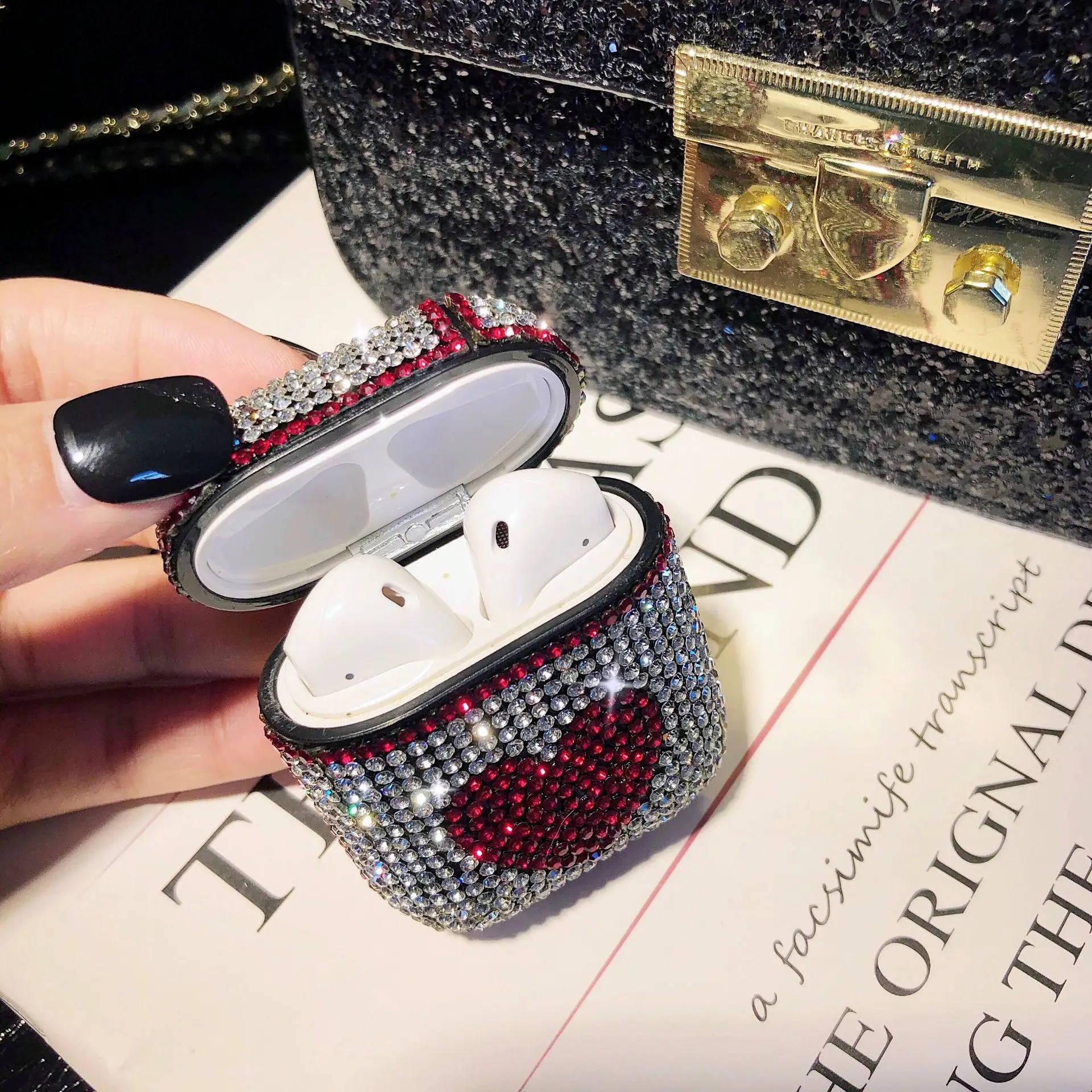  Оптовая продажа защитный чехол с кристаллами в форме сердца для airpods блестящий со стразами gen