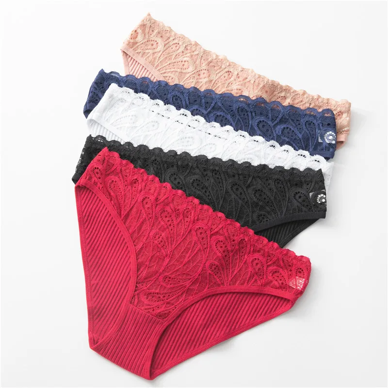 CINVIK Multi-Color Panties Female Cotton Mid-Waist Sexy Lace Breathable Non-Marking Ladies Panties European Size in Stock