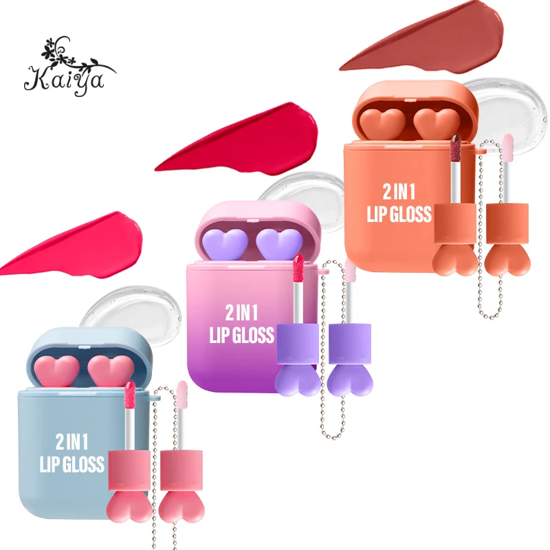 Private Label Organic Plumper Liptint Cosmetic Cute Case Glossy Pink Liquid Lipstick Long Lasting Color Matte 2 In 1 Lipgloss