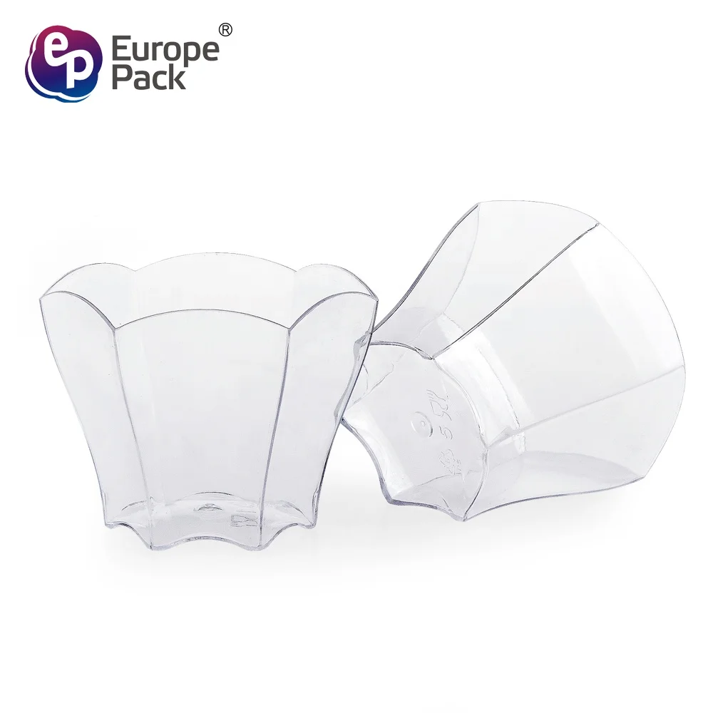 Europe-Pack 70ml 2.5OZ  flower shape mini disposable clear plastic dessert cup