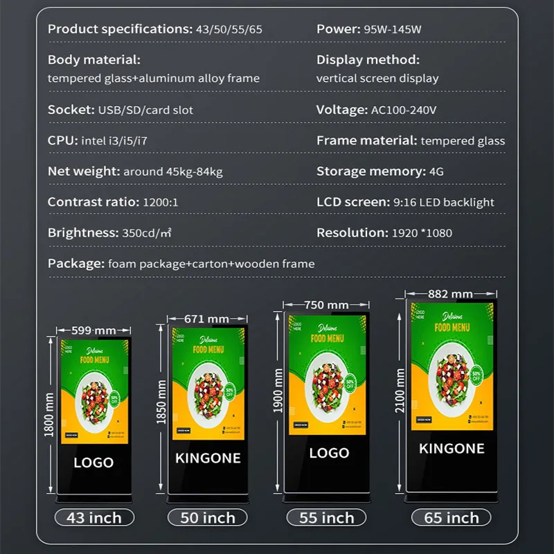 Крытый FHD LCD Android WiFi IPS сенсорный экран киоск напольная подставка цифровые вывески и дисплеи умные рекламные