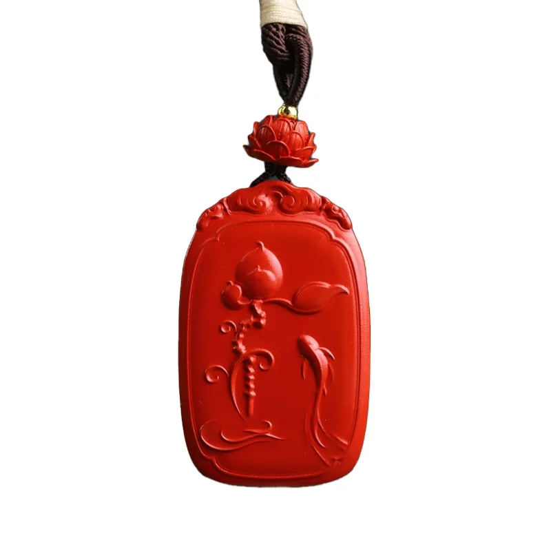 Wholesale natural raw ore cinnabar with high content red cinnabar lotus fish shaped hanging pendant Chinese style jewelry