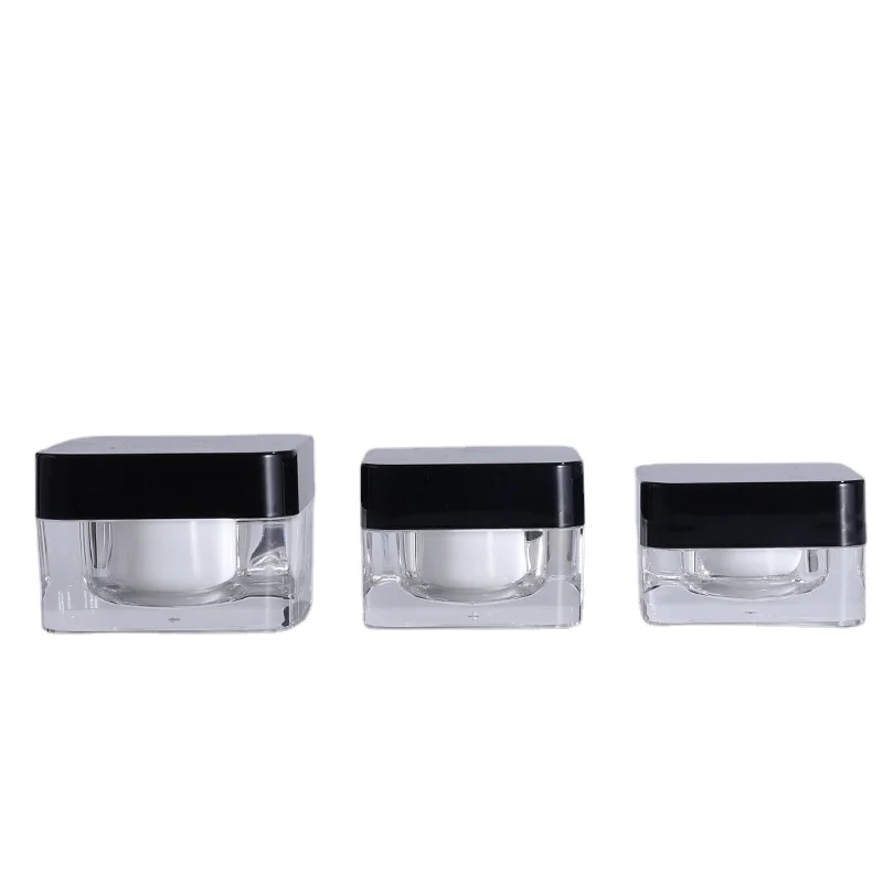 Stock 15g 30g 50g round corner square acrylic cream plastic jar for hand cream face eye face cream bottle
